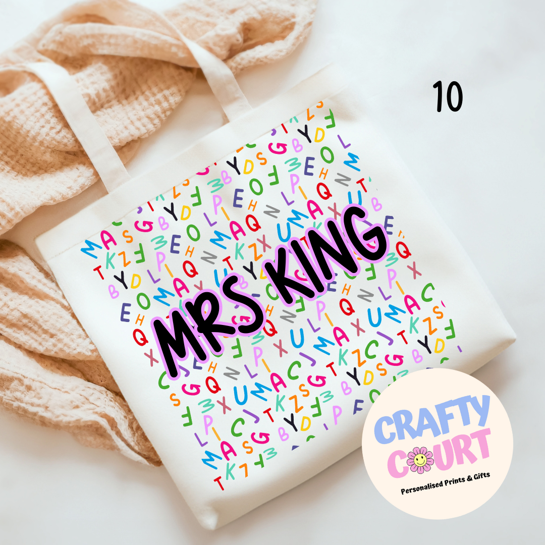 Personalised Teacher Tote Bag: 10 Styles