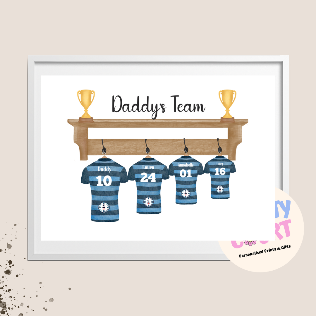 Personalised Daddy's Team Print - Choose your team