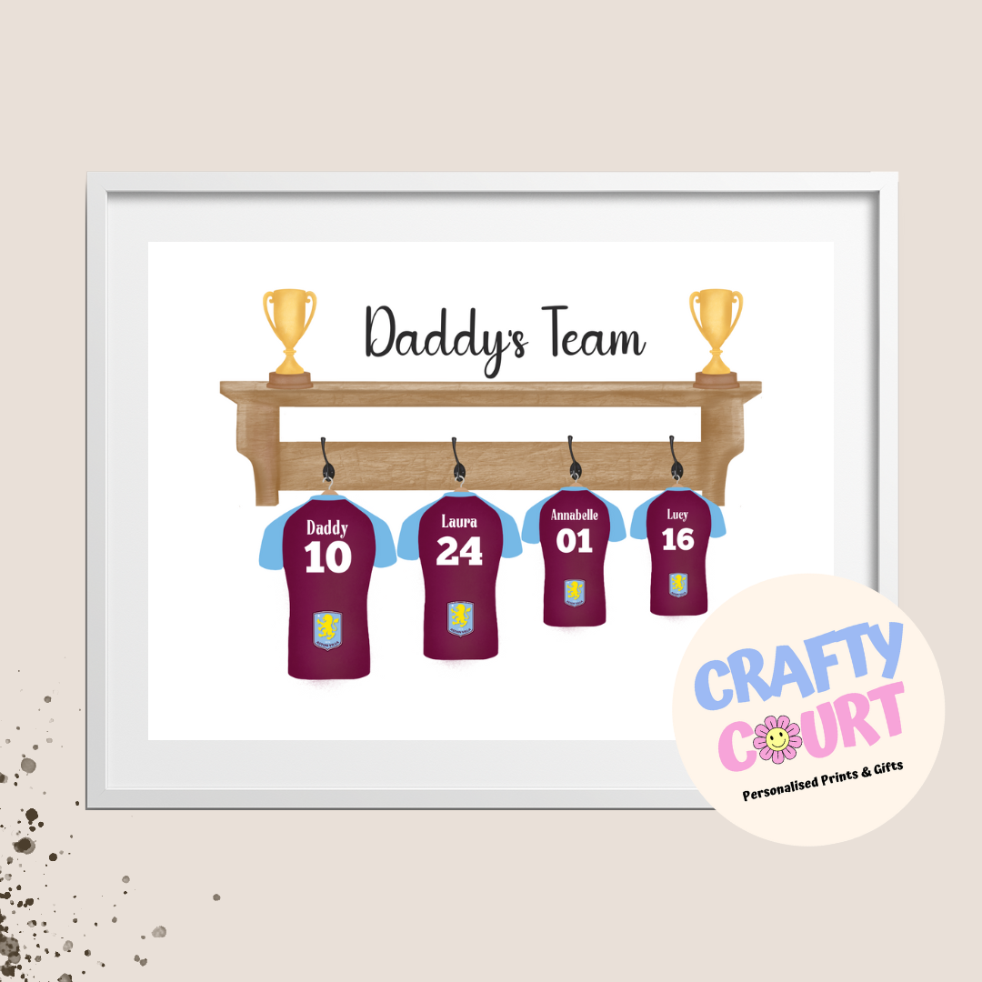 Personalised Daddy's Team Print - Choose your team