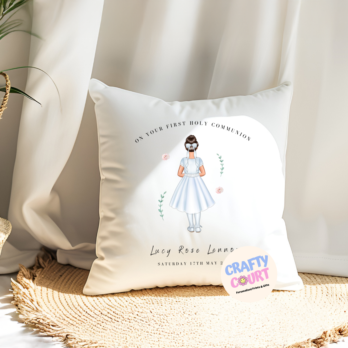 Personalised Holy Communion Cushion: Girl