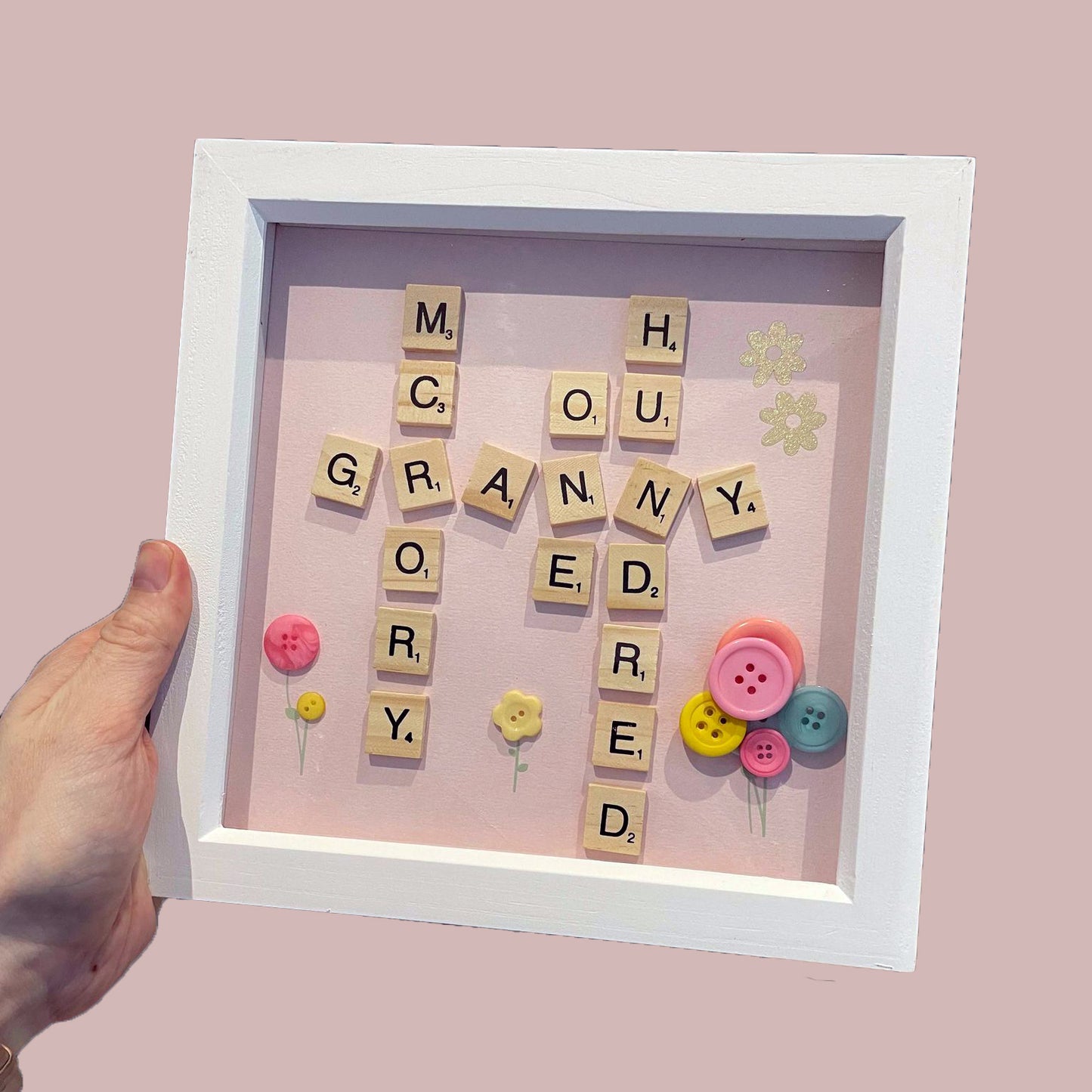 Personalised Scrabble Button Box Frame