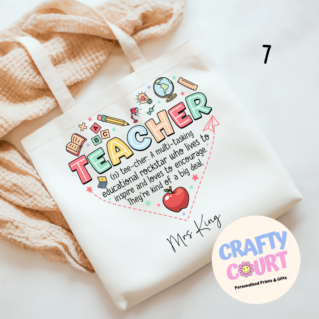 Personalised Teacher Tote Bag: 10 Styles