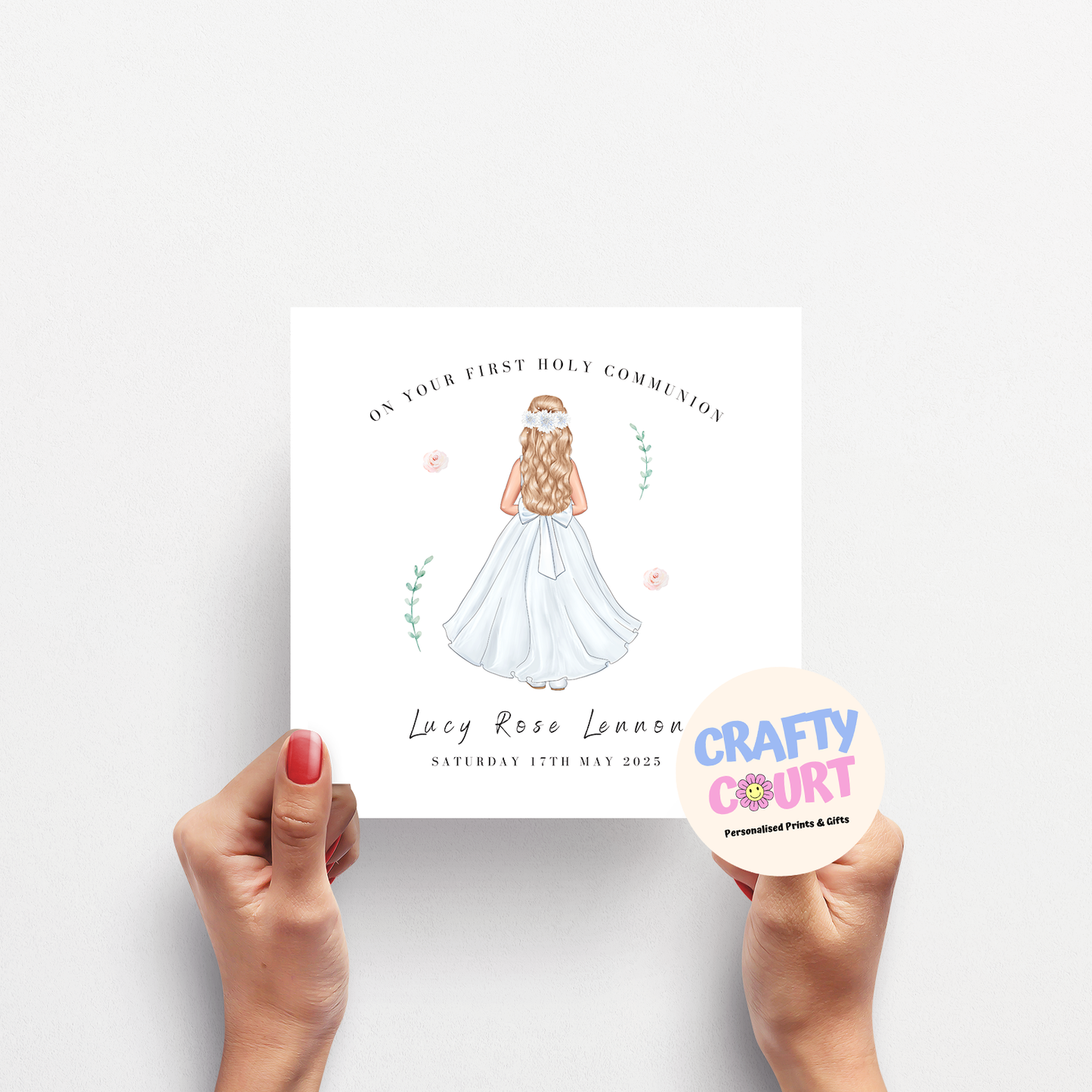 Personalised Holy Communion Card: Girl