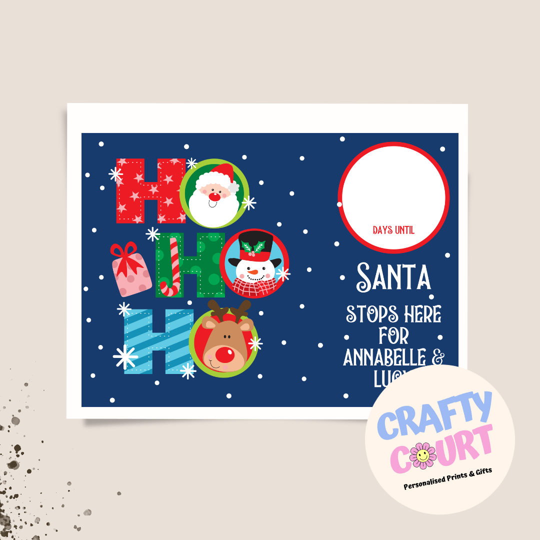 Personalised Christmas Countdown Sign - Navy