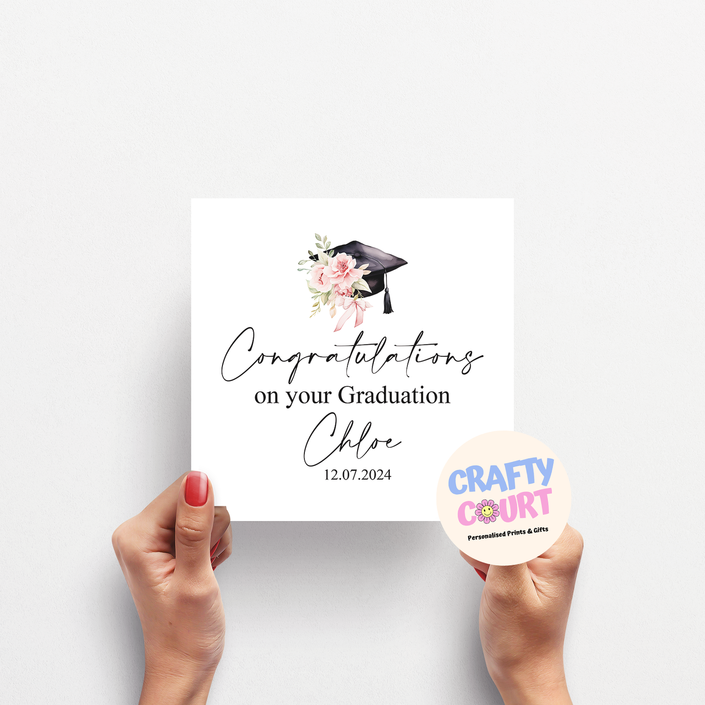 Personalised Graduation Card: Pink hat