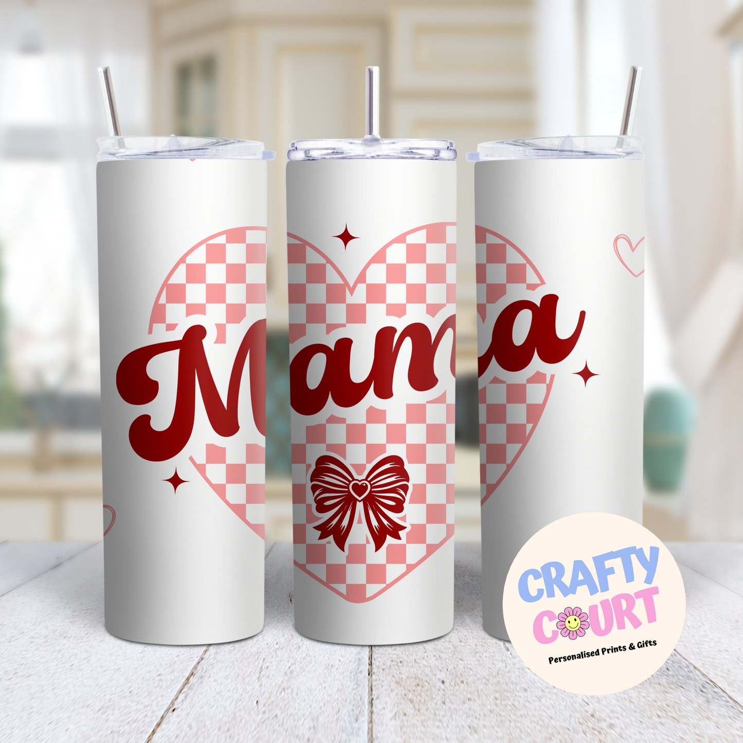 Steel Tumbler Set: Mama & Mini Retro Valentines