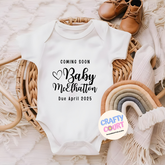 Personalised Coming Soon Baby Vest