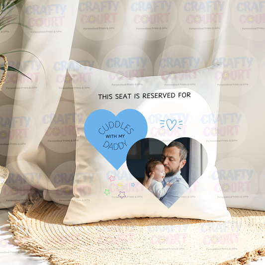 Personalised Cushion for Daddy: Double heart with photo