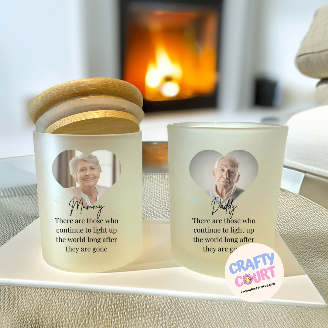 Personalised Remembrance Candle Jar & Tea Light: Picture & Name
