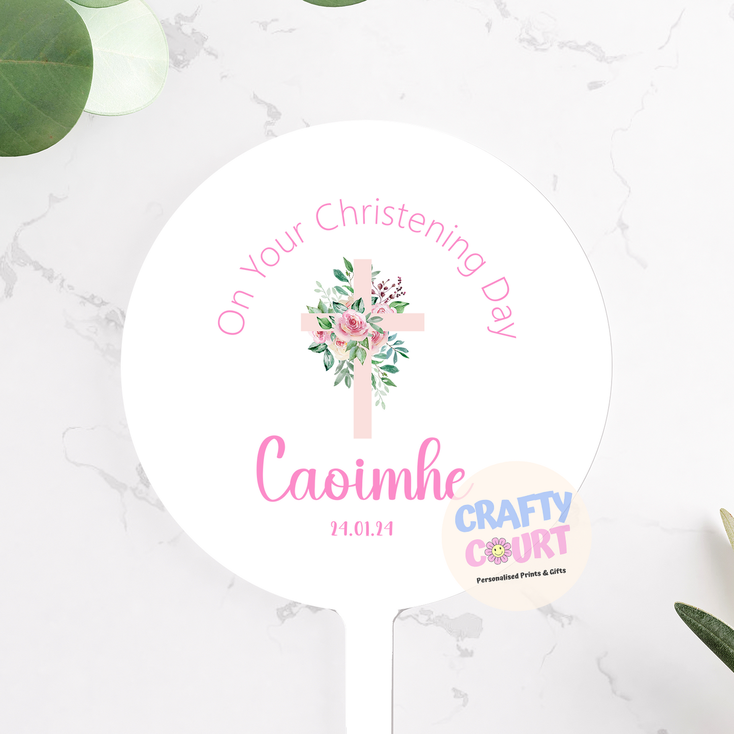 Personalised Cake Toppers: Christening cross
