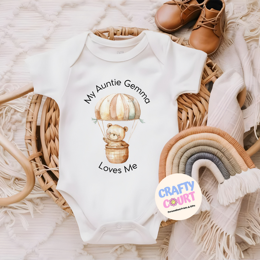 Hot Air Balloon Design - (Name) Loves Me Baby Vest