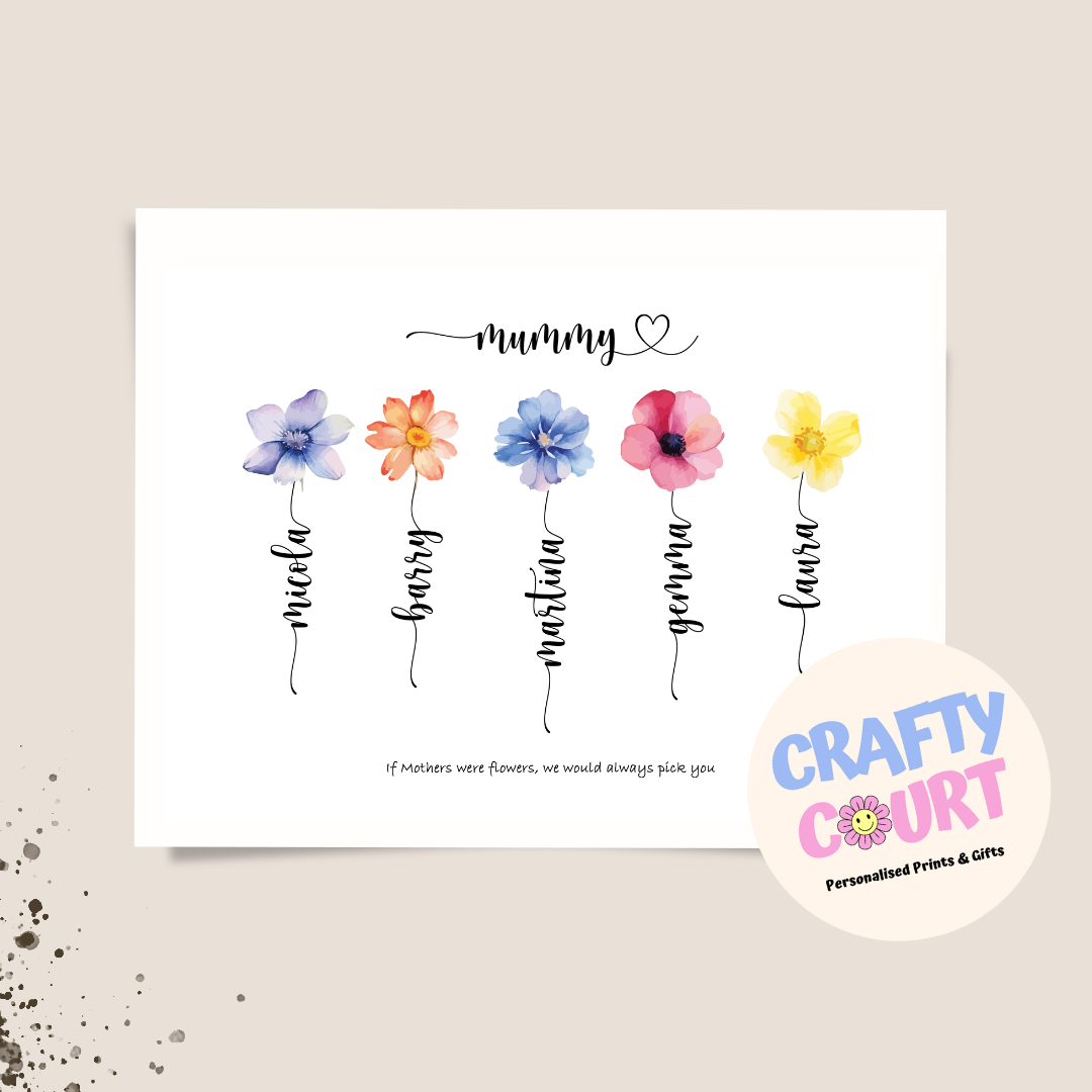 Personalised Mothers Print -  Mixed Flowers