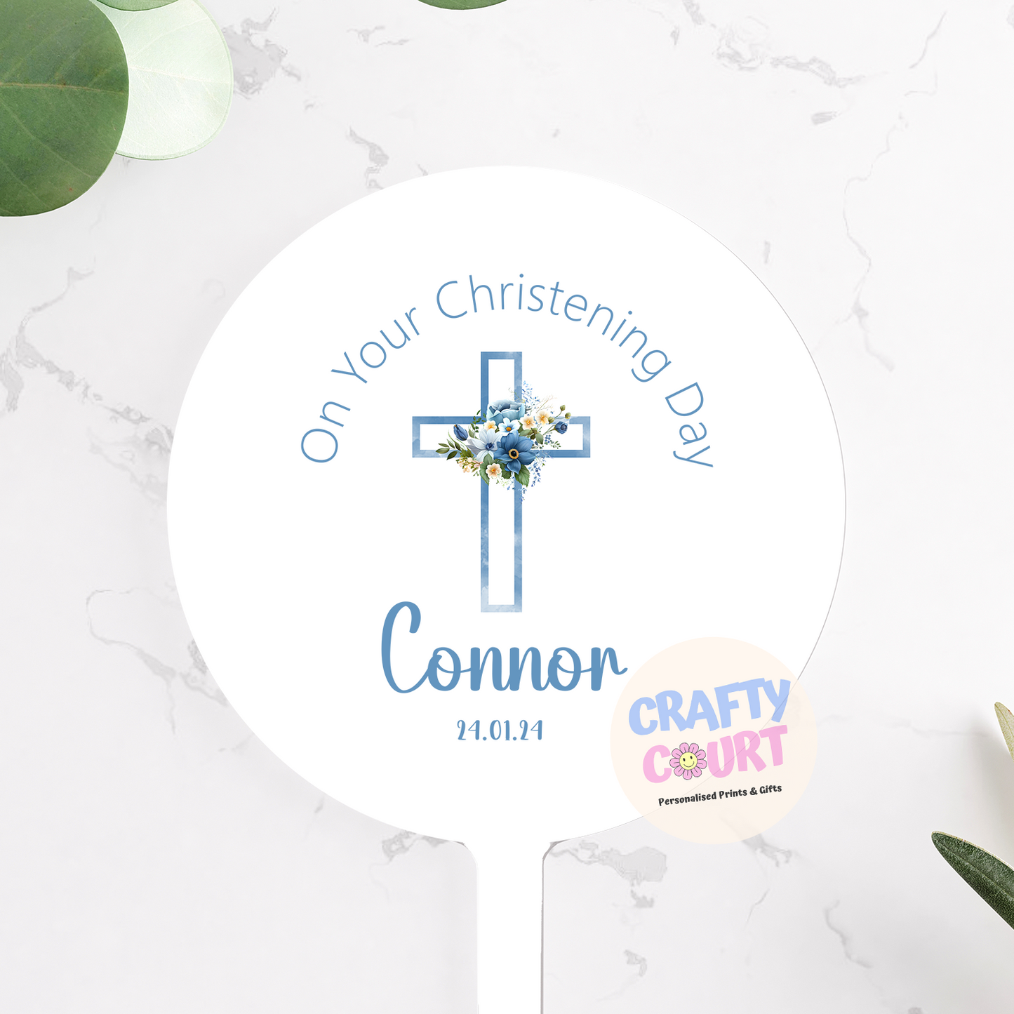 Personalised Cake Toppers: Christening cross