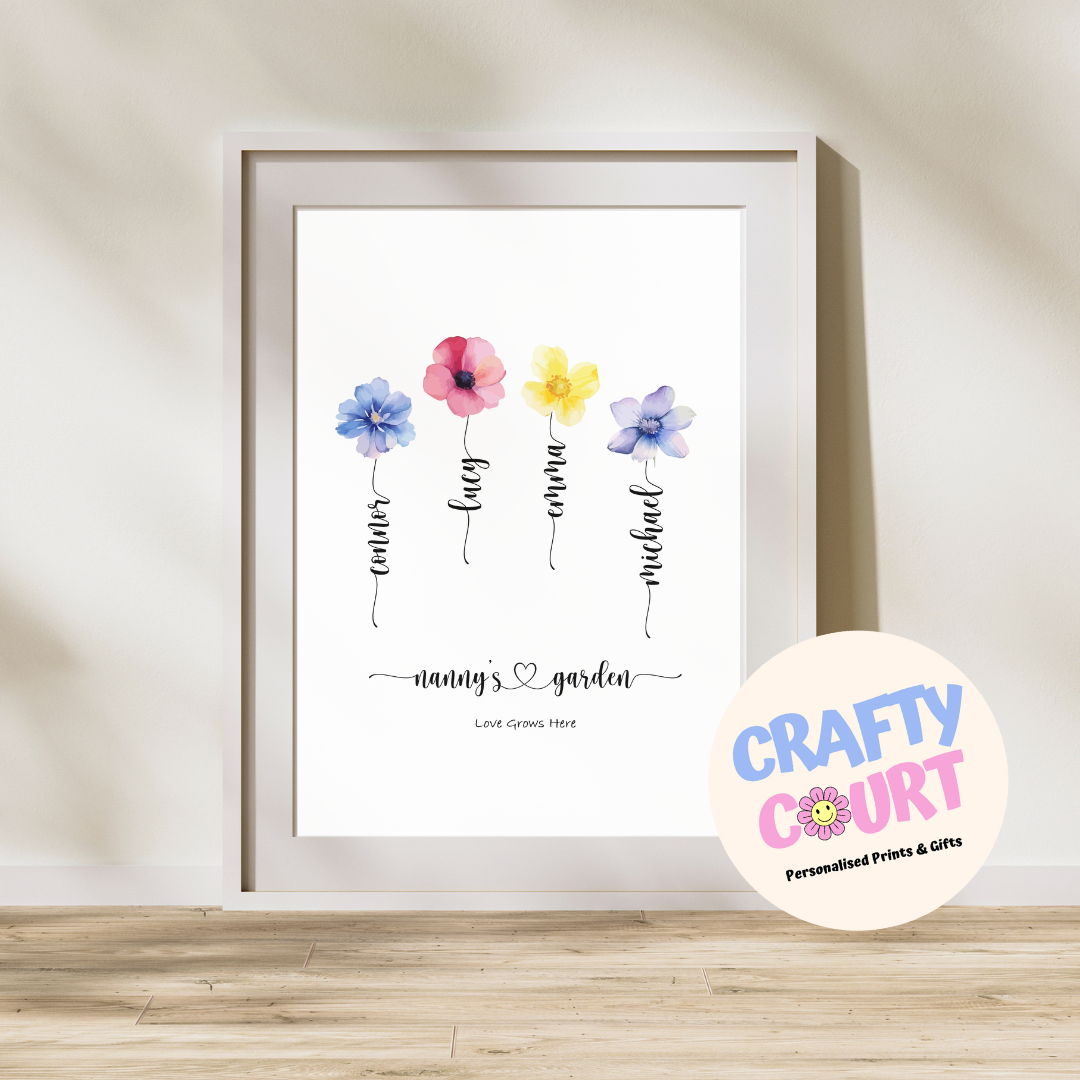 Personalised Nanny's Garden Print