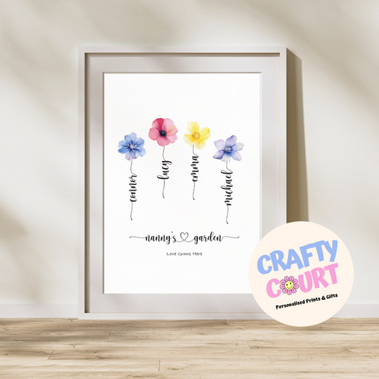 Personalised Nanny's Garden Print