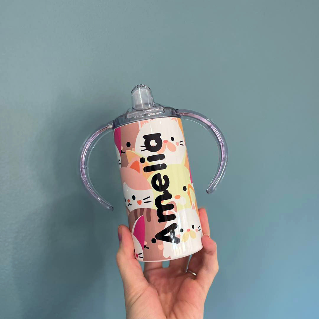 Kids Personalised 12oz Steel Cat Tumbler