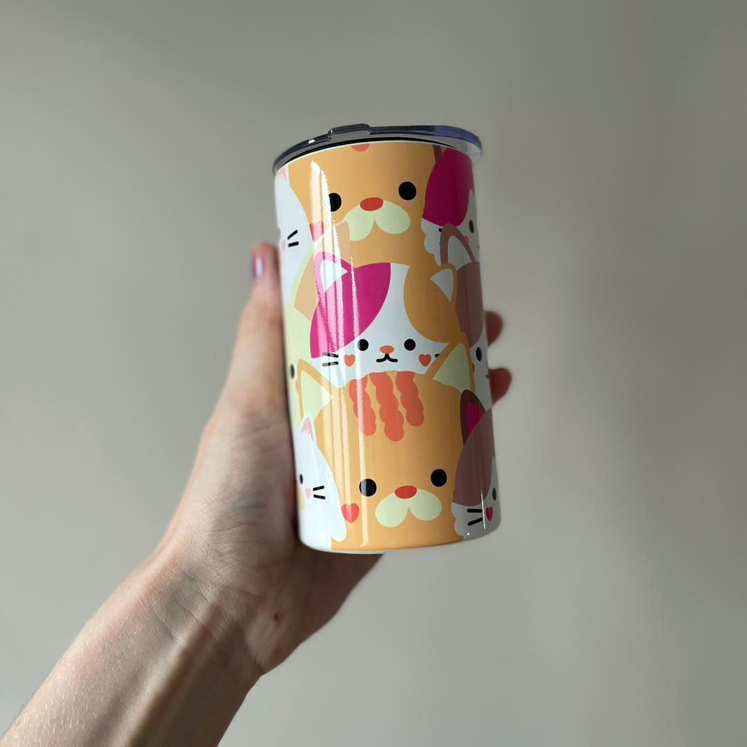 Kids Personalised 12oz Steel Cat Tumbler