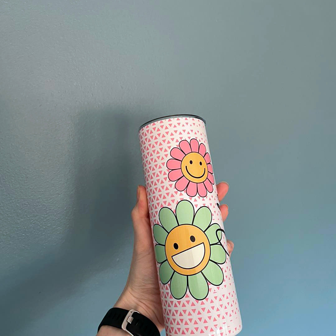 Personalised 20oz Steel Smiley Face Tumbler