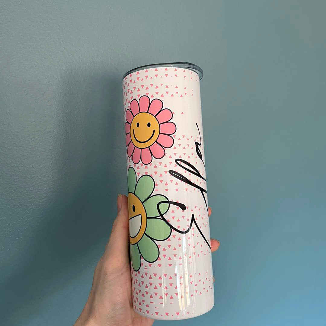 Personalised 20oz Steel Smiley Face Tumbler
