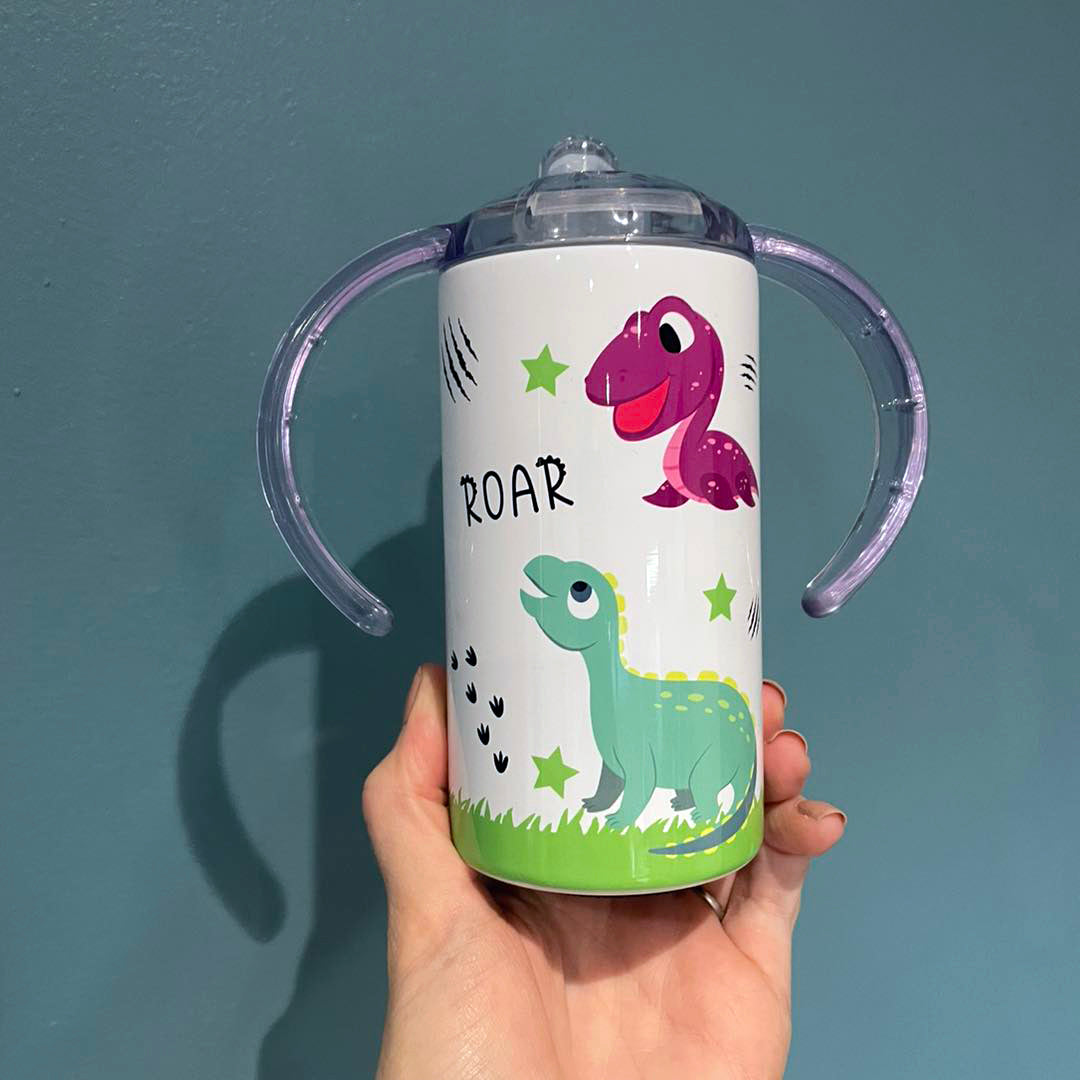Kids Personalised 12oz Steel Dino Tumbler