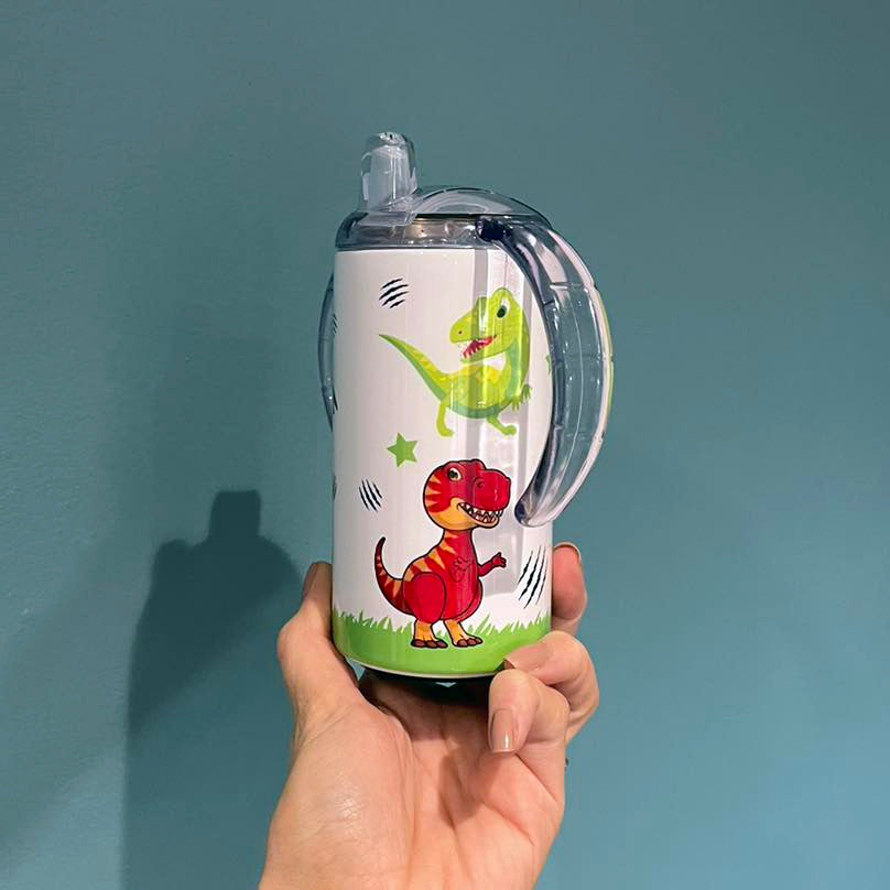Kids Personalised 12oz Steel Dino Tumbler