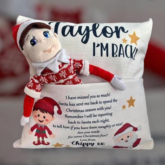 Personalised Elf On The Shelf Return Cushion
