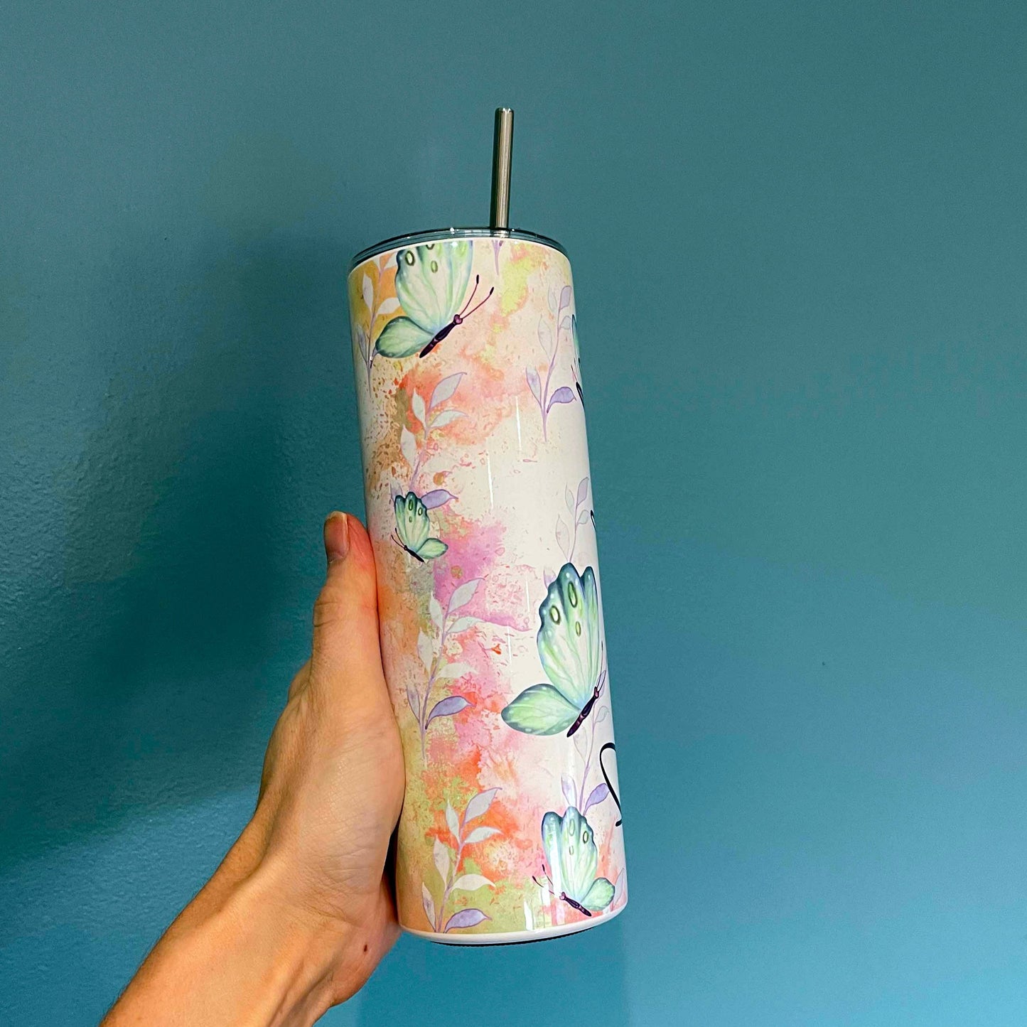 Personalised 20oz Steel Butterflies Tumbler