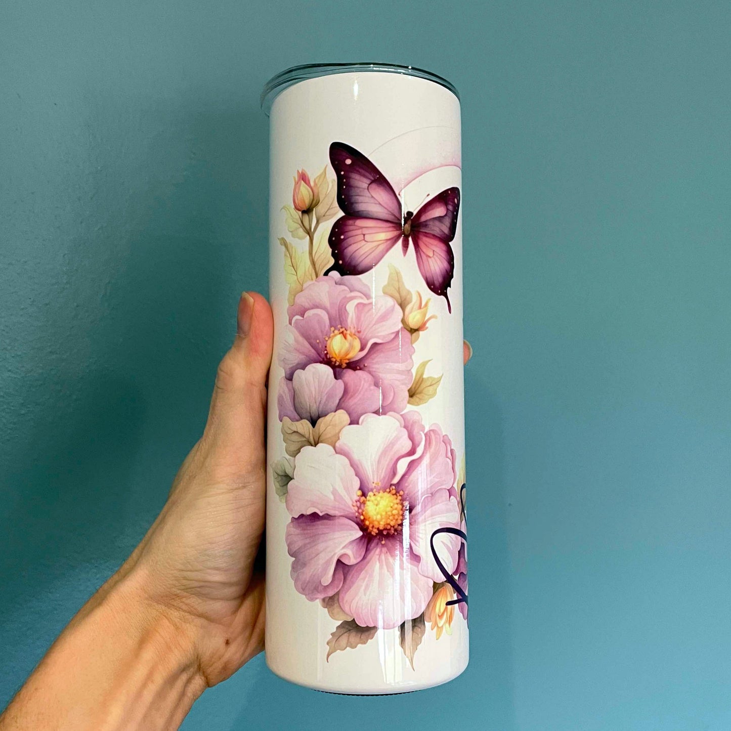 Personalised 20oz Steel Butterfly Tumbler
