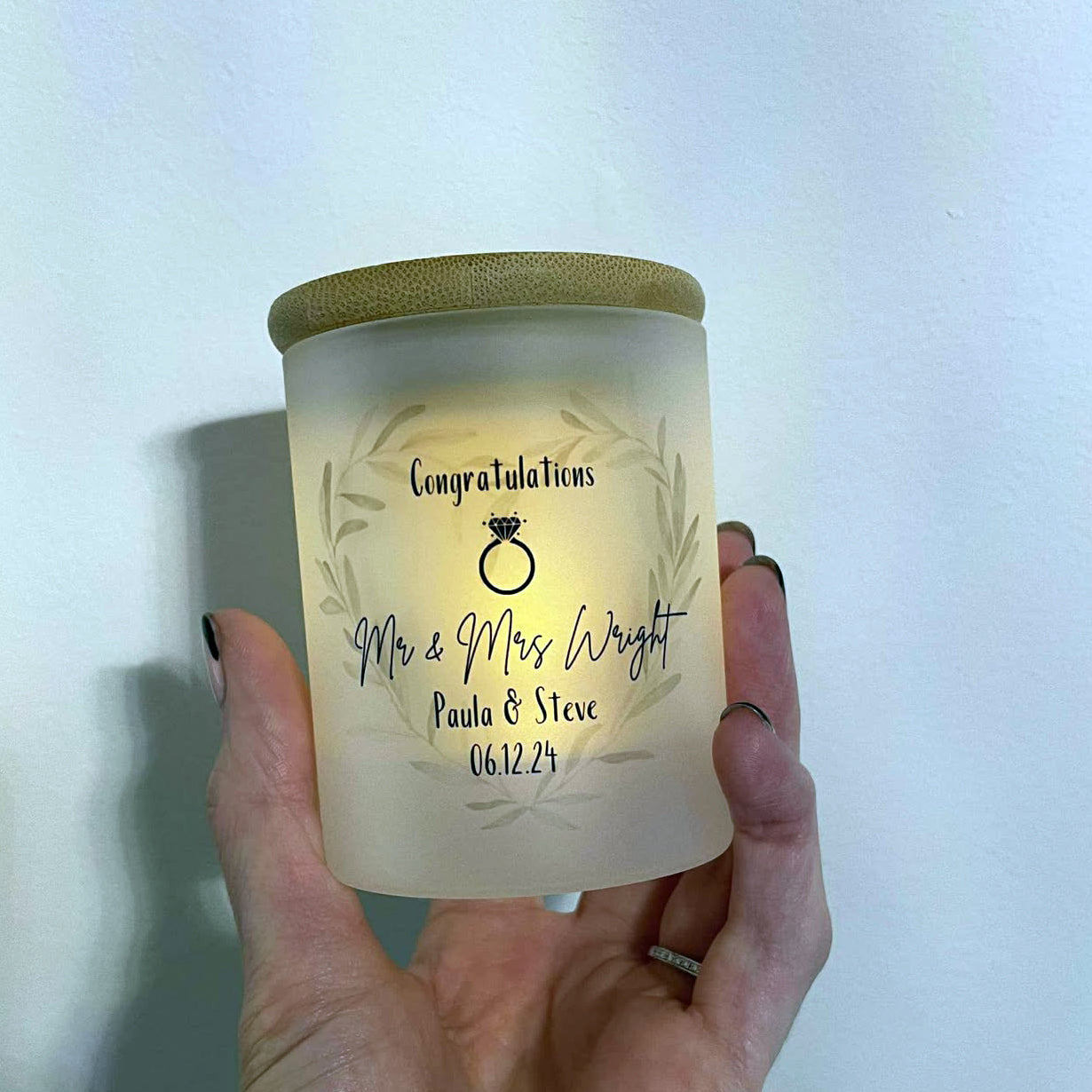 Personalised Wedding Candle Jar & Tea Light