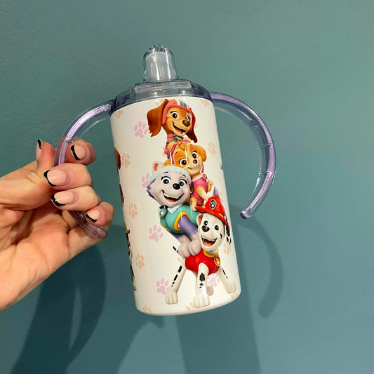 Kids Personalised 12oz Steel Cute Dogs Tumbler