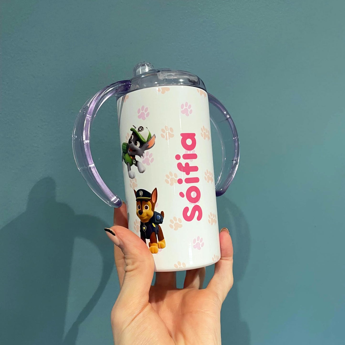 Kids Personalised 12oz Steel Cute Dogs Tumbler