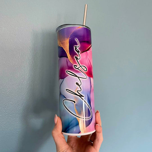 Personalised 20oz Steel Colour Splash Tumbler
