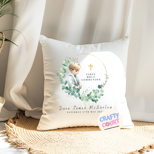 Personalised Holy Communion Cushion: Boy