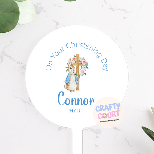 Personalised Cake Toppers: Christening rabbit