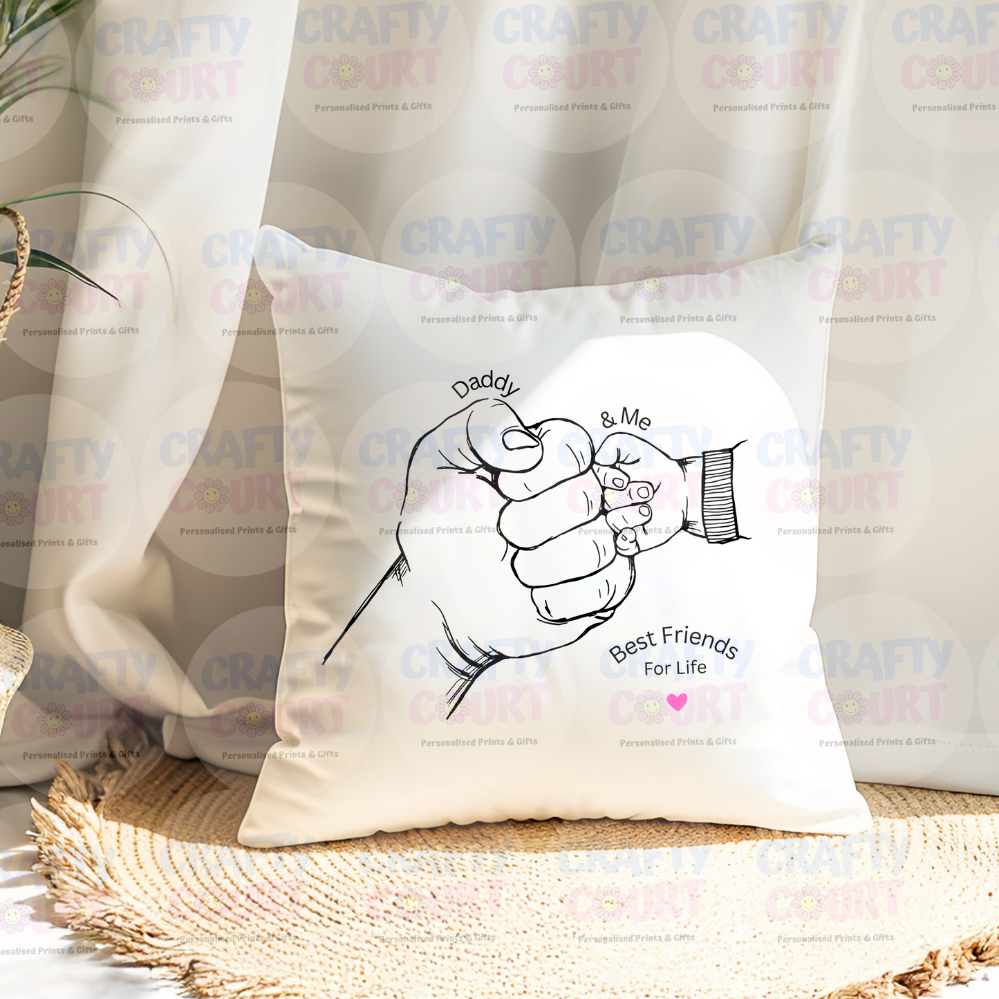 Personalised Cushion for Dad: Daddy & Me Fist Pump