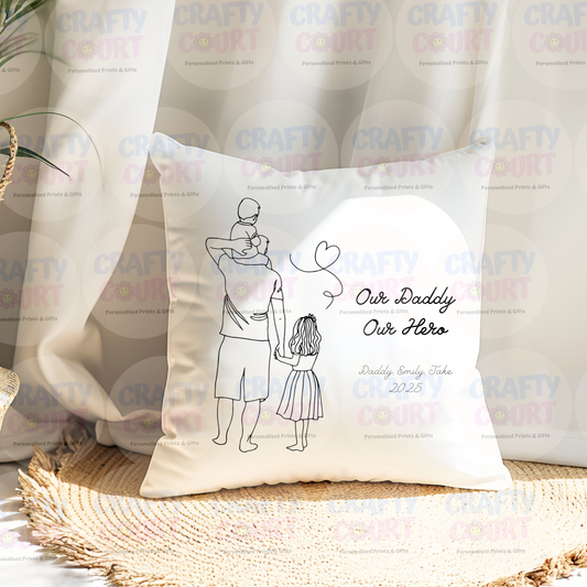 Personalised Cushion for Dad: Our Daddy, Our Hero
