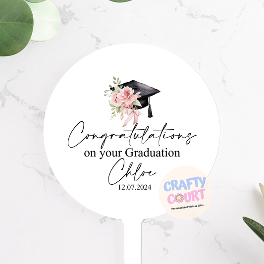 Personalised Cake Toppers: Graduation pink