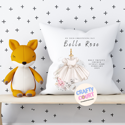 Personalised Christening Cushion: Gown