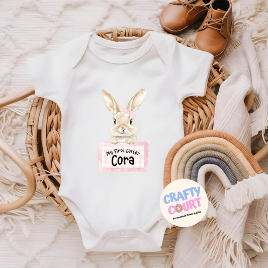 Personalised My First Easter baby vest: Pink