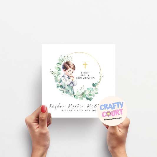 Personalised Holy Communion Card: Boy