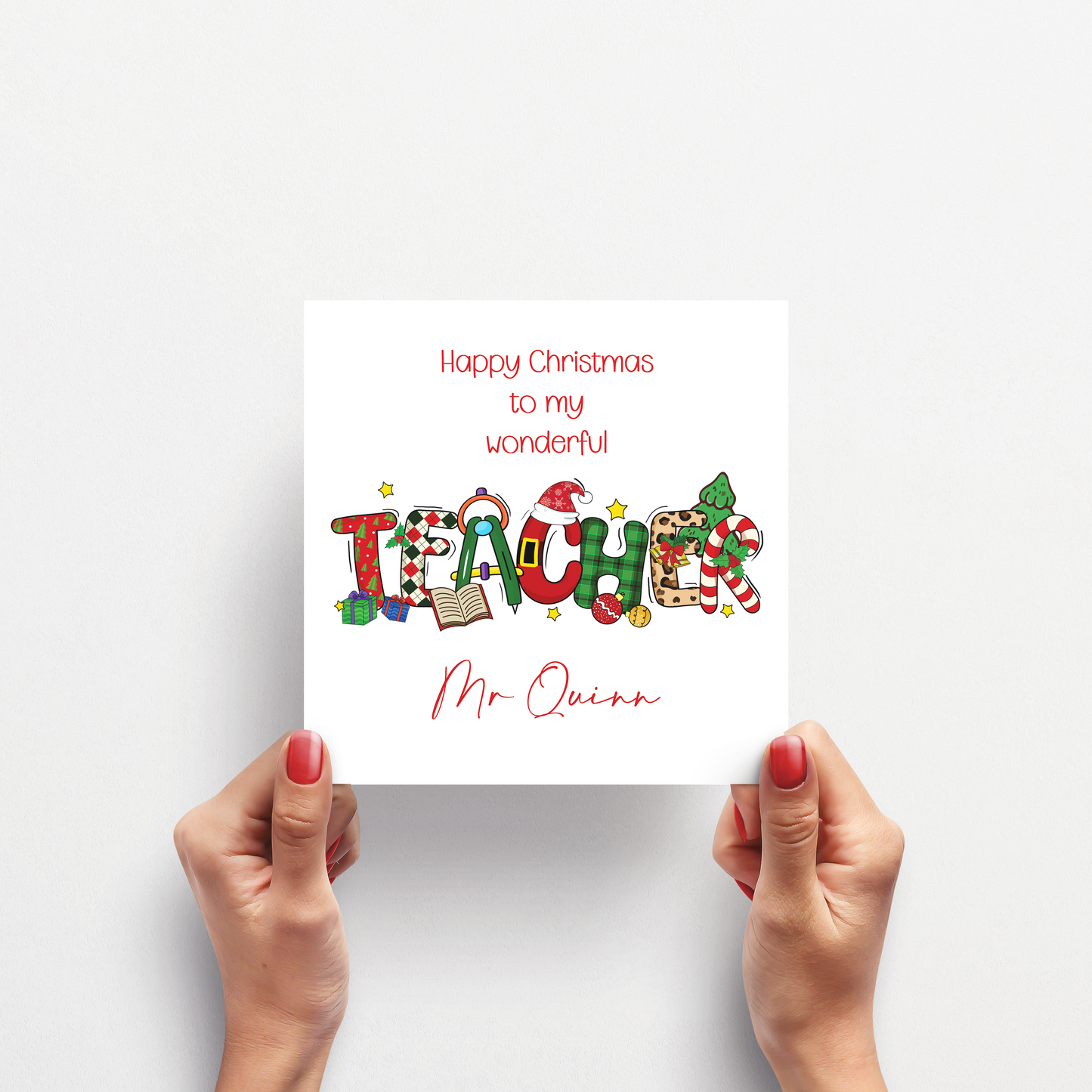 Personalised Christmas Teacher Card