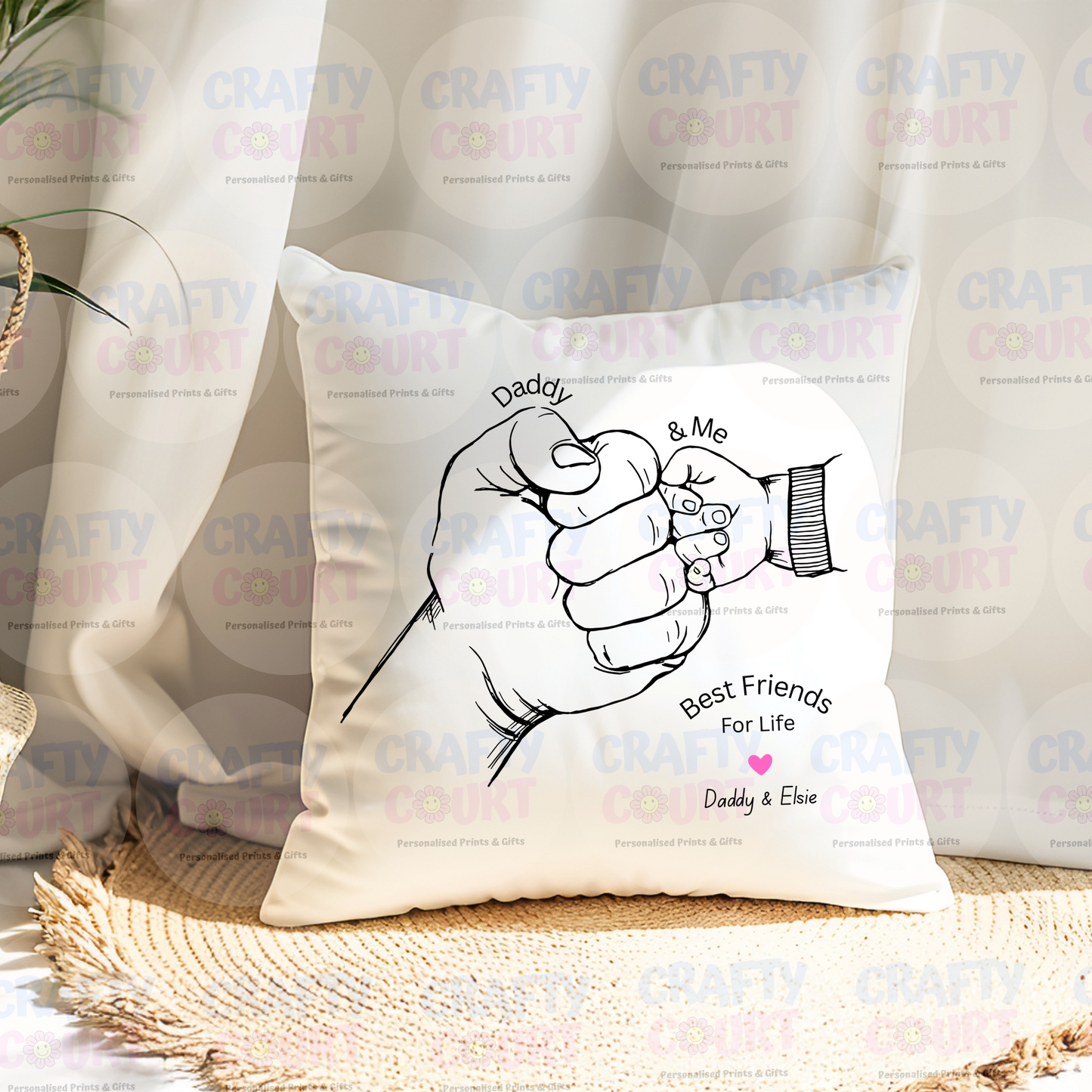 Personalised Cushion for Dad: Daddy & Me Fist Pump