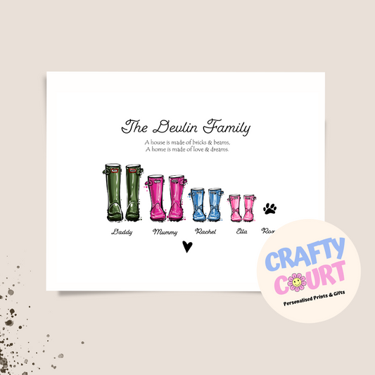 Personalised Family Wellies Print