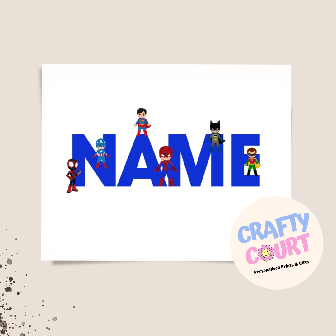 Personalised Kids Superhero Print
