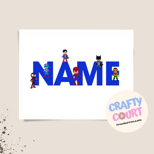 Personalised Kids Superhero Print