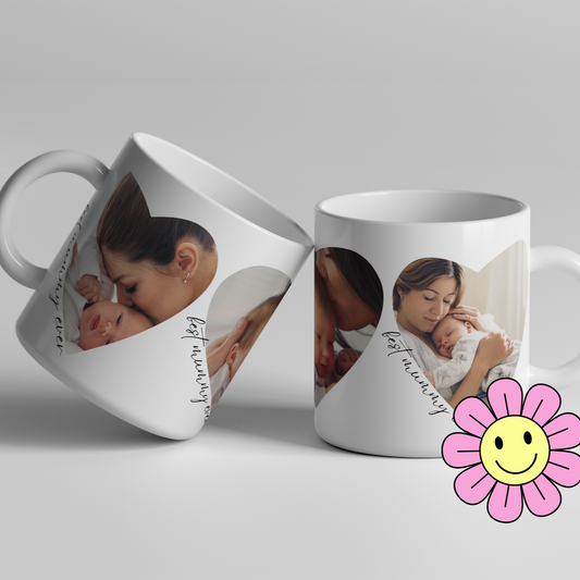 Personalised Mug for Mum: 3 Heart Pictures