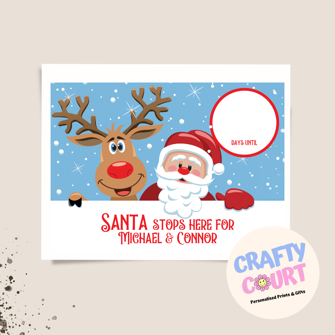 Personalised Christmas Countdown Sign - Light Blue