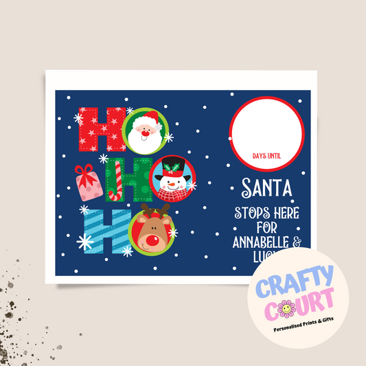Personalised Christmas Countdown Sign - Navy