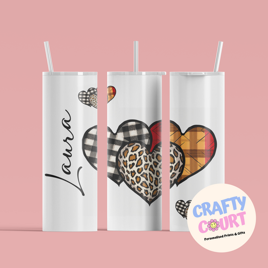Personalised 20oz Steel Hearts Print Tumbler