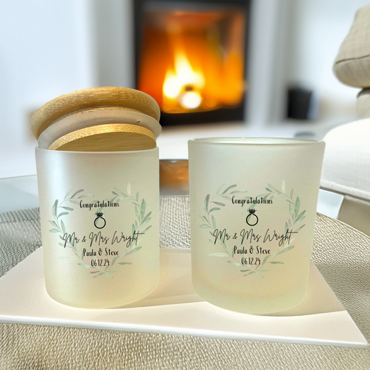 Personalised Wedding Candle Jar & Tea Light